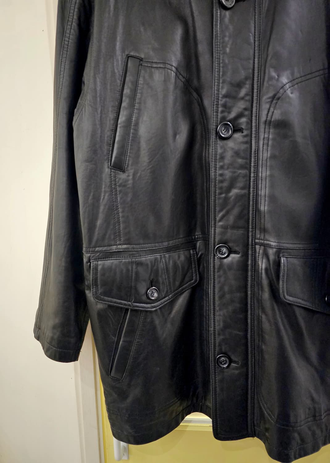 Italy 블랙 램스킨 자켓 상품이미지4