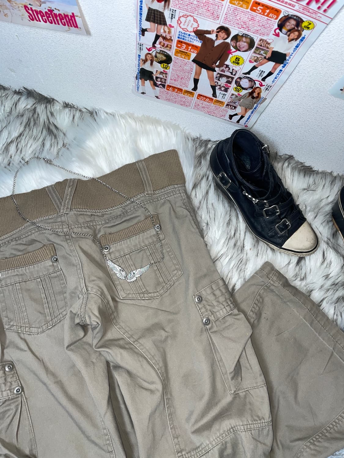 Y2k 부츠컷 로우라이즈 플레어 카고 팬츠 상품이미지1