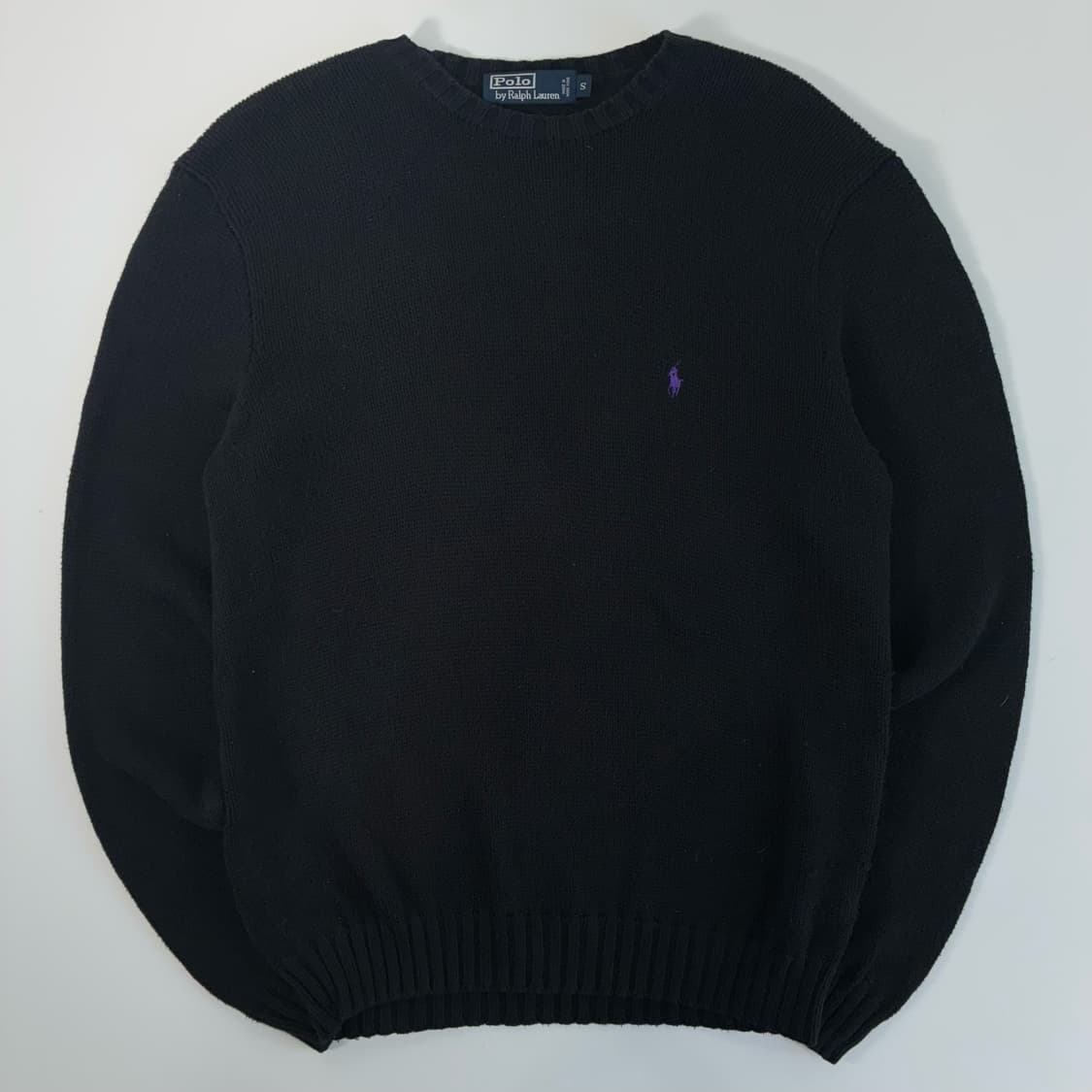 Polo  폴로 랄프로렌 자수 코튼 블랙 라운드 니트  상품이미지1