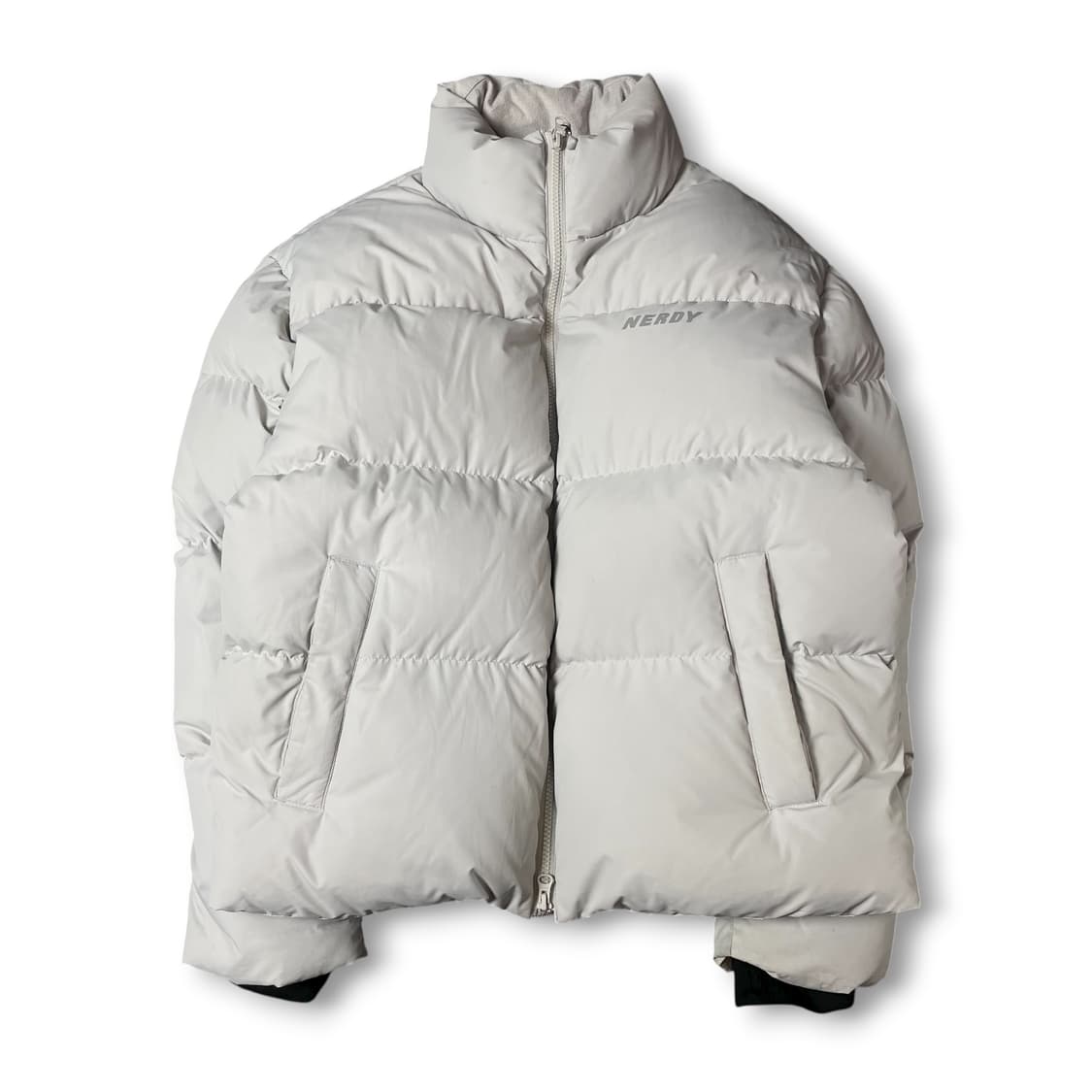 널디 화이트그레이 로고 덕다운 패딩 M 상품이미지1