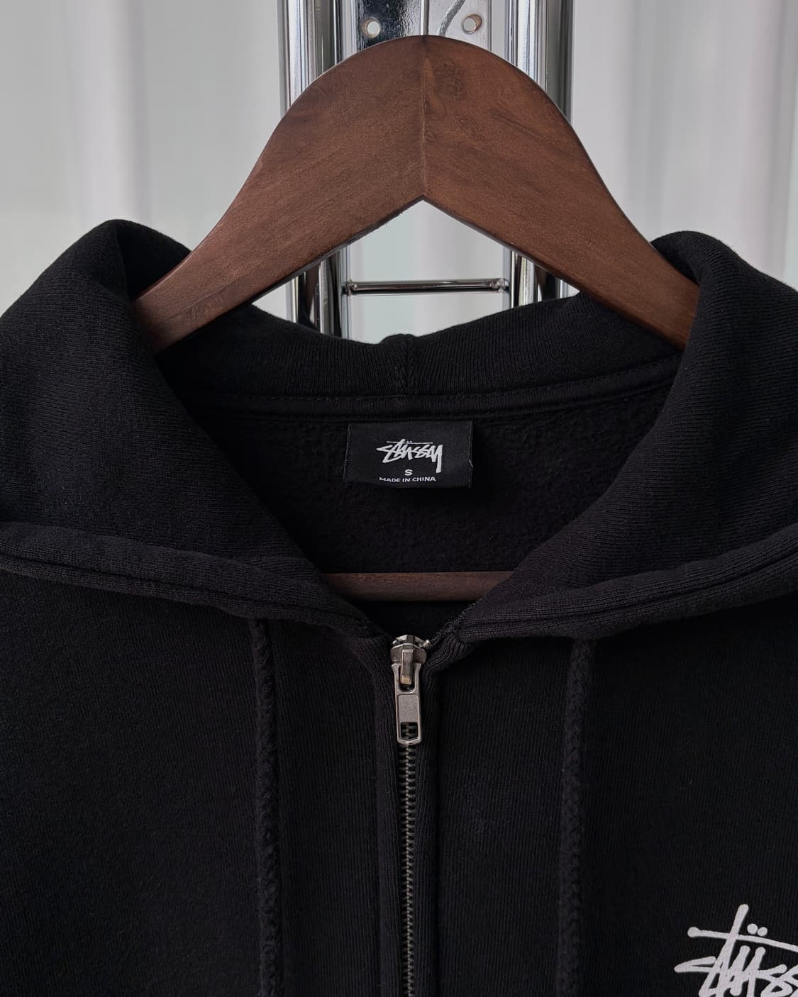 [S]스투시 베이직 기모 후드 집업 black 상품이미지5