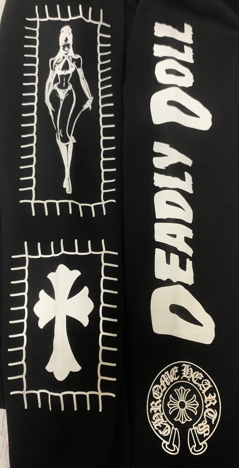 [M]크롬하츠 데들리돌 후드티셔츠 블랙 상품이미지5