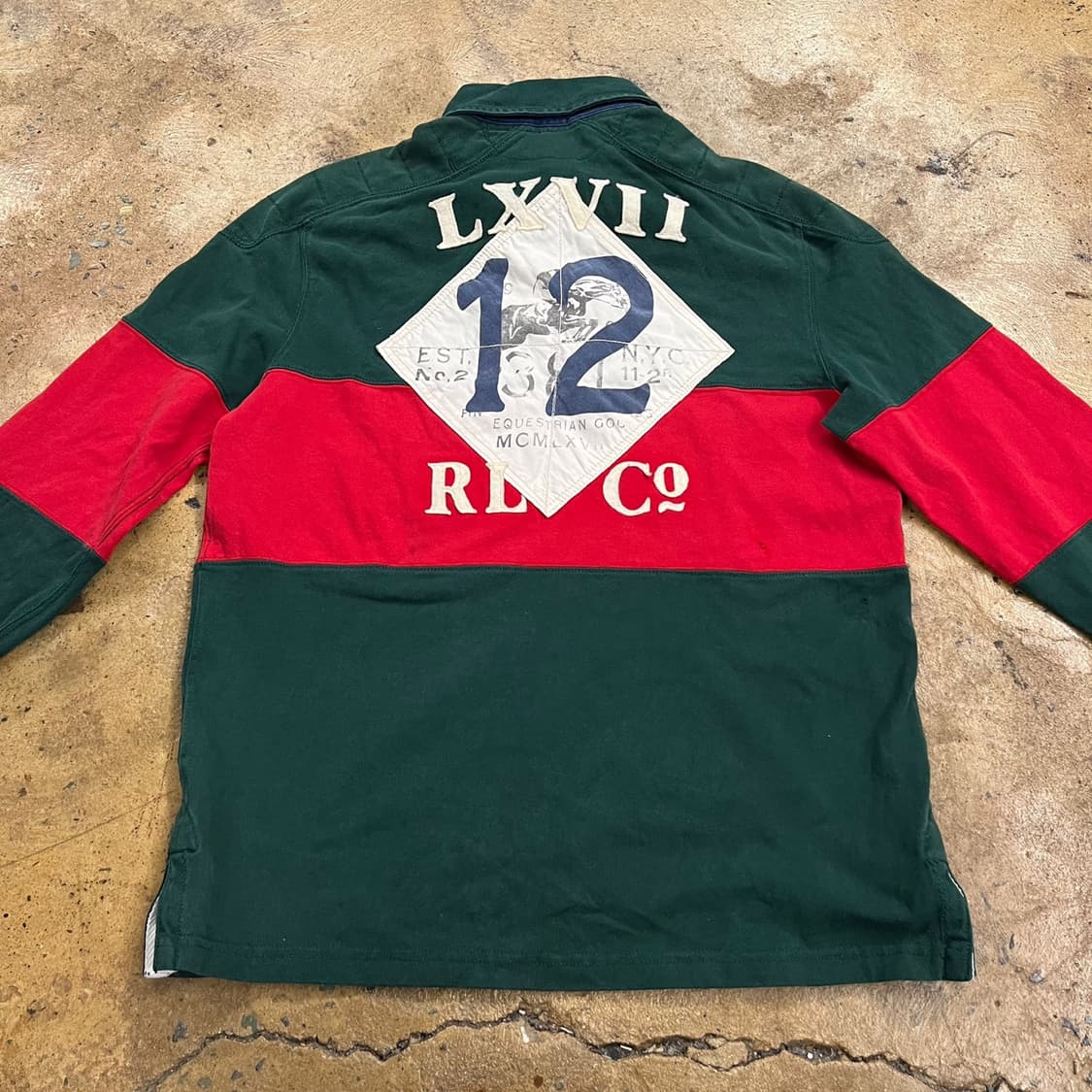 폴로 랄프로렌 그린 레드 카라 럭비 티셔츠  상품이미지4