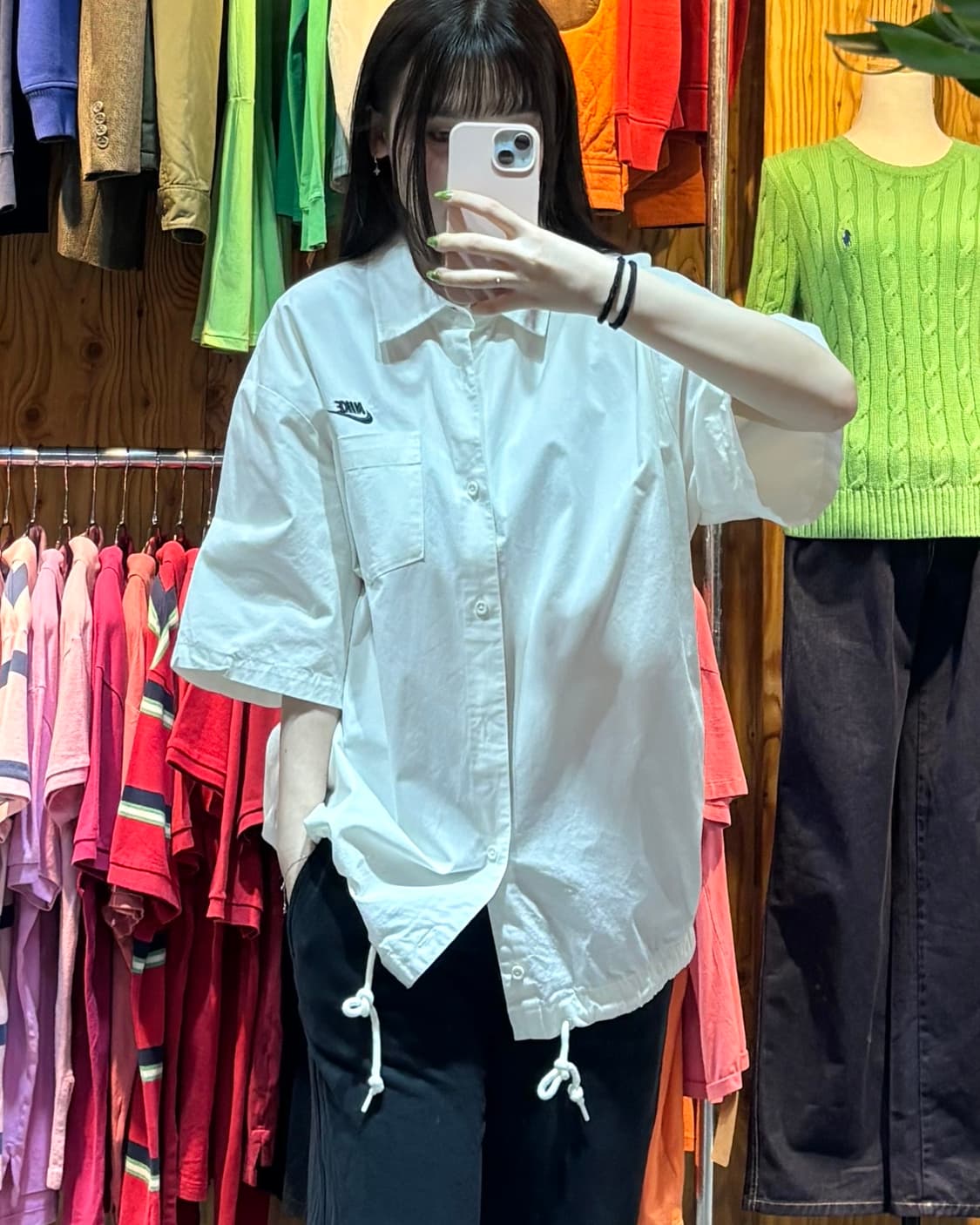 L 나이키 원포켓 미니멀 화이트 반팔 셔츠 상품이미지1