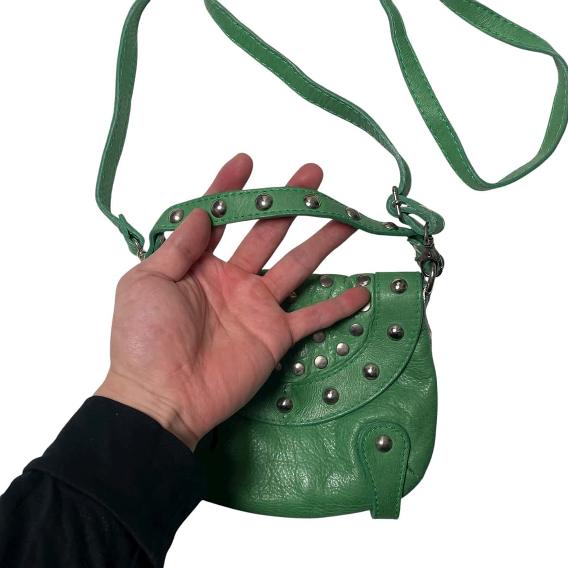 Maurizio taiuti 그린 레더 리벳 미니백 (italy) 상품이미지4
