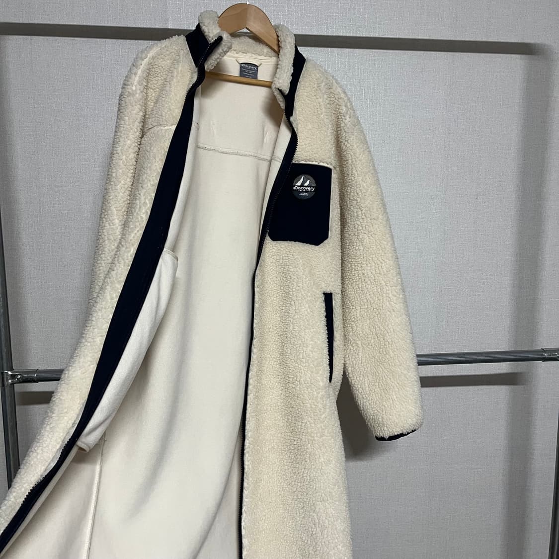 디스커버리 아이보리 뽀글이 롱 후리스 100 상품이미지9