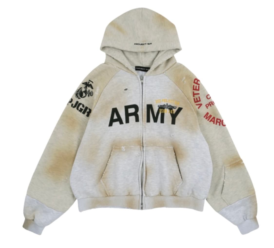 [2] 프로젝트gr 리컨스트럭티드 폴디드 집 후드 더티 멜란지 상품이미지1