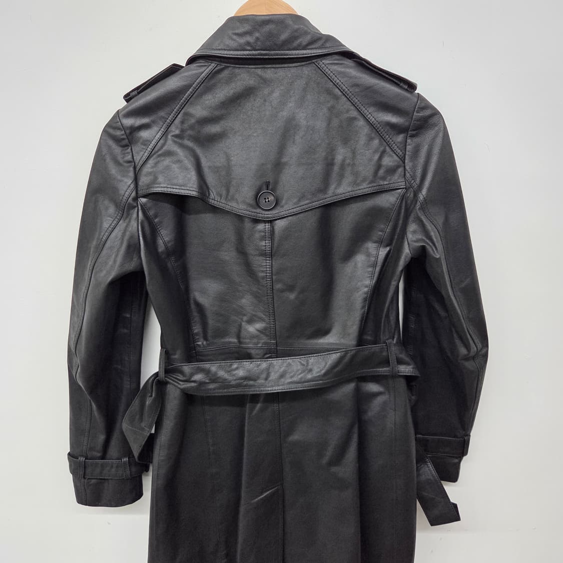 City Gee 블랙 소가죽 트렌치 코트 여S 상품이미지7