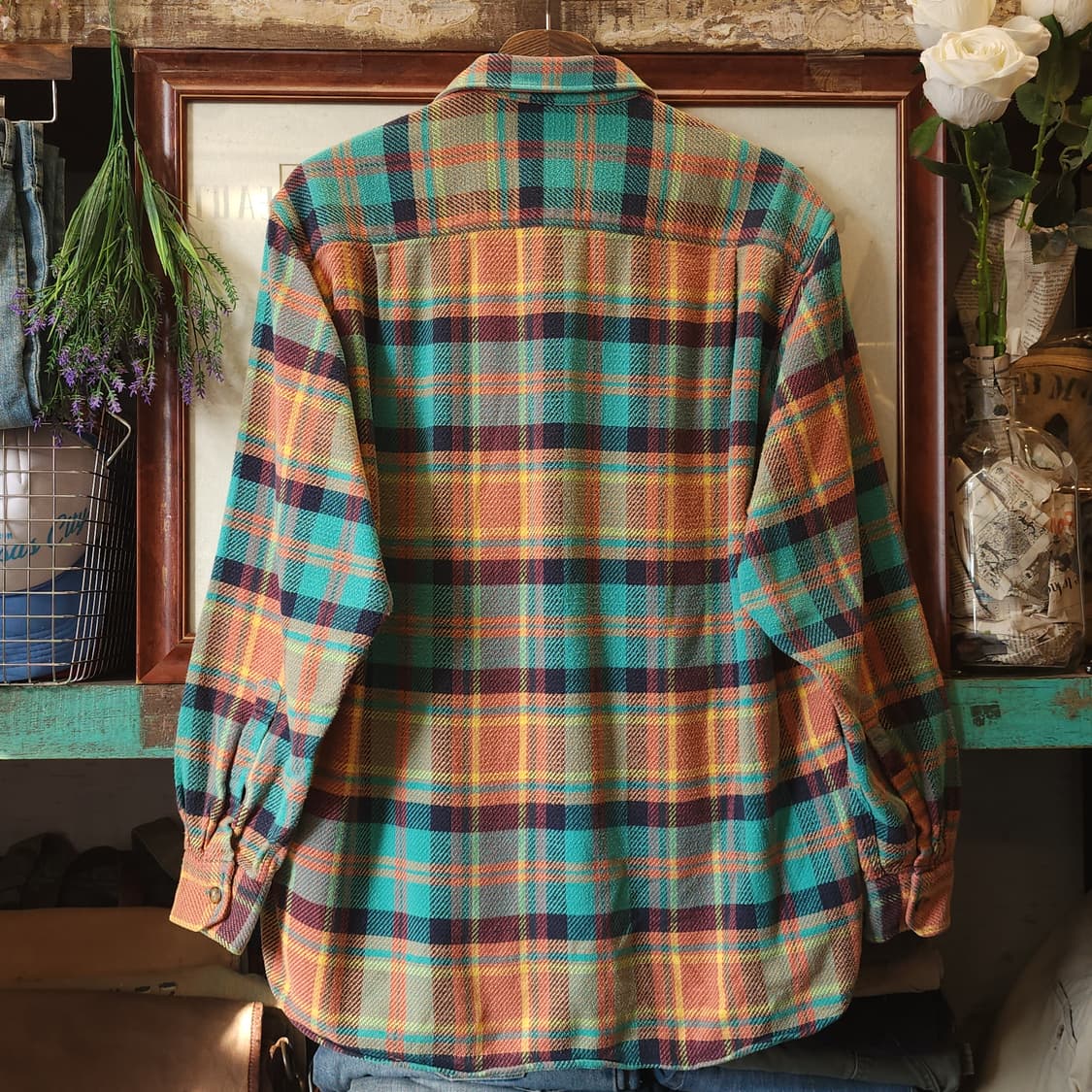 90s 아메리칸 빈티지 체크셔츠 헤비 플란넬 워크셔츠 윈도우 빅체크 s 상품이미지3