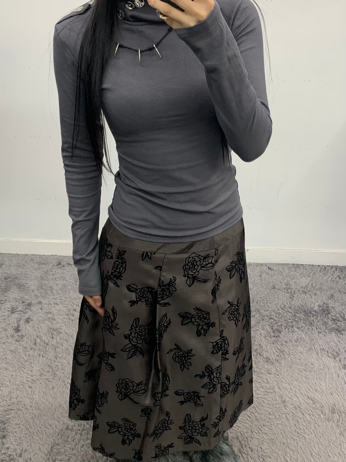 재패니즈 로즈 패턴 스커트 상품이미지1