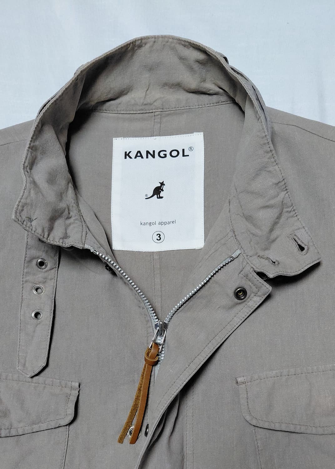 [L] 캉골(KANGOL) 린넨 혼방 빈티지 필드 재킷 (베이지/그레이) 상품이미지1