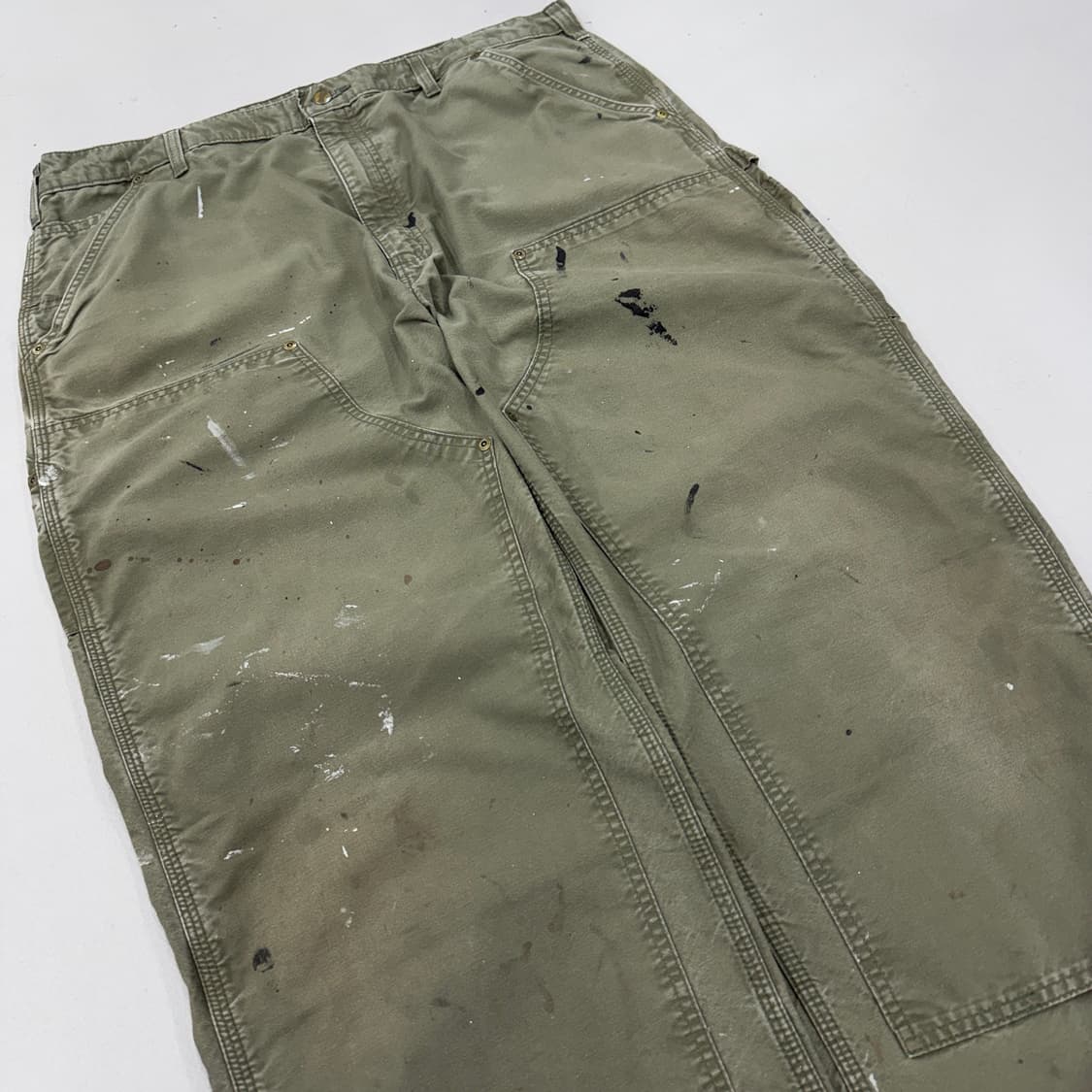 칼하트 OG 더블니 모스그린 카펜터 페이딩 와이드 워크팬츠 상품이미지5