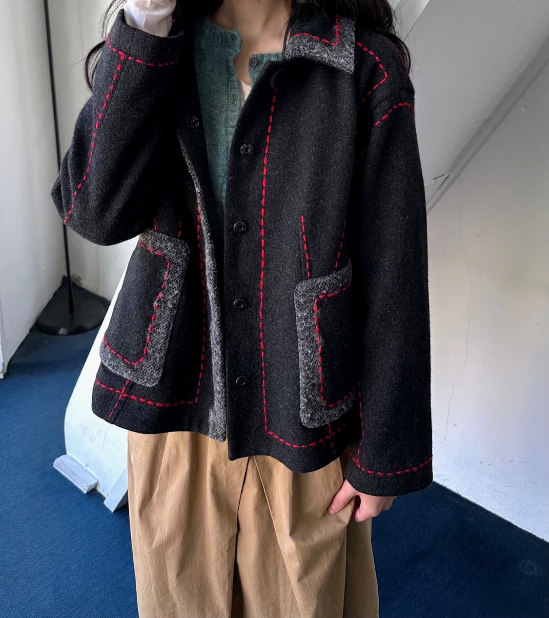 Mosser wool design stitch short coat 상품이미지8