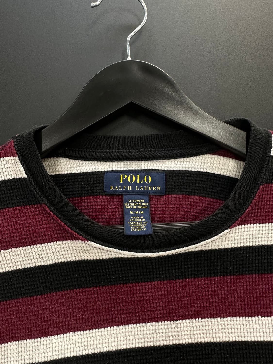 폴로 스트라이프 와플 롱슬리브 버건디 상품이미지5