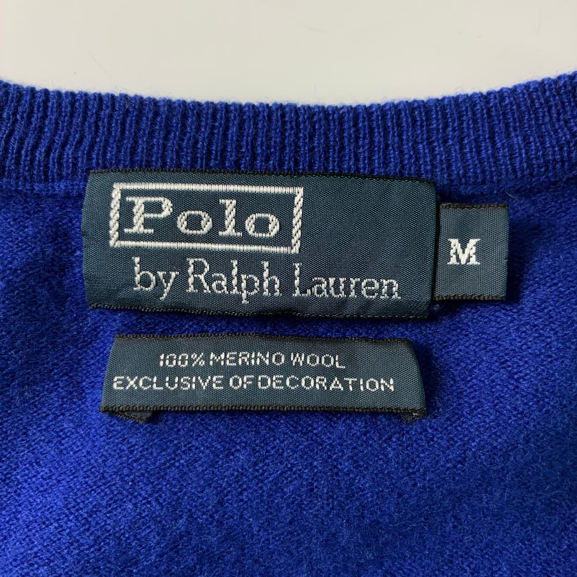 Polo  폴로 랄프로렌 자수 메리노울 블루 브이넥 니트  상품이미지4