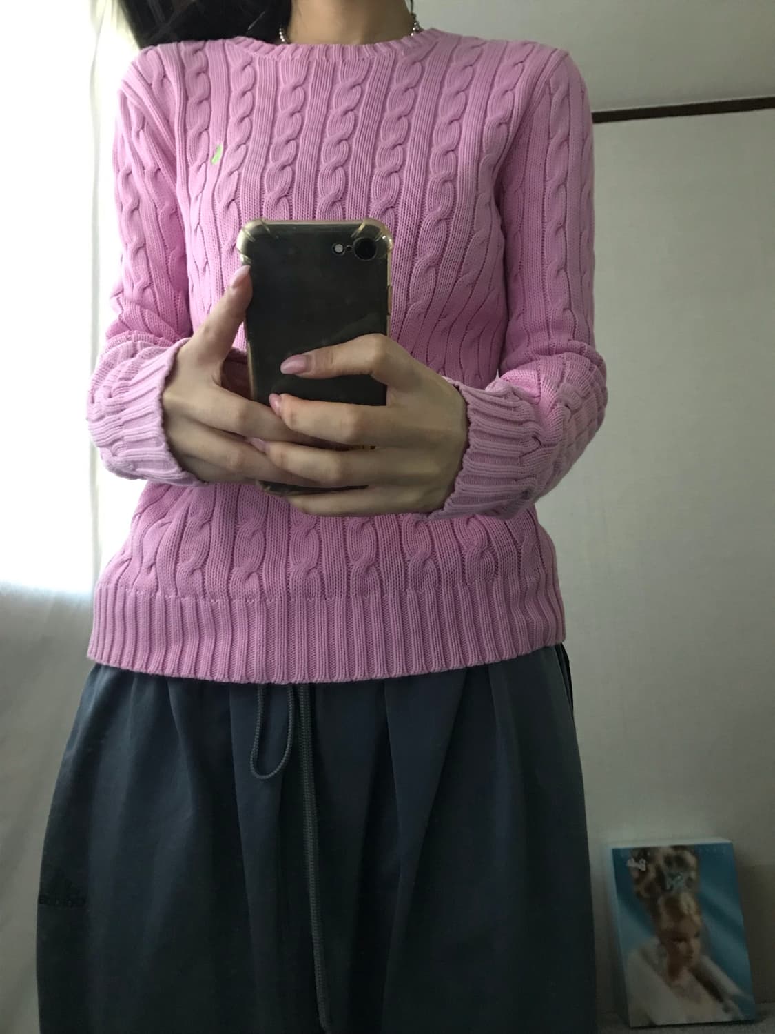 폴로 핑크 케이블 니트 상품이미지3