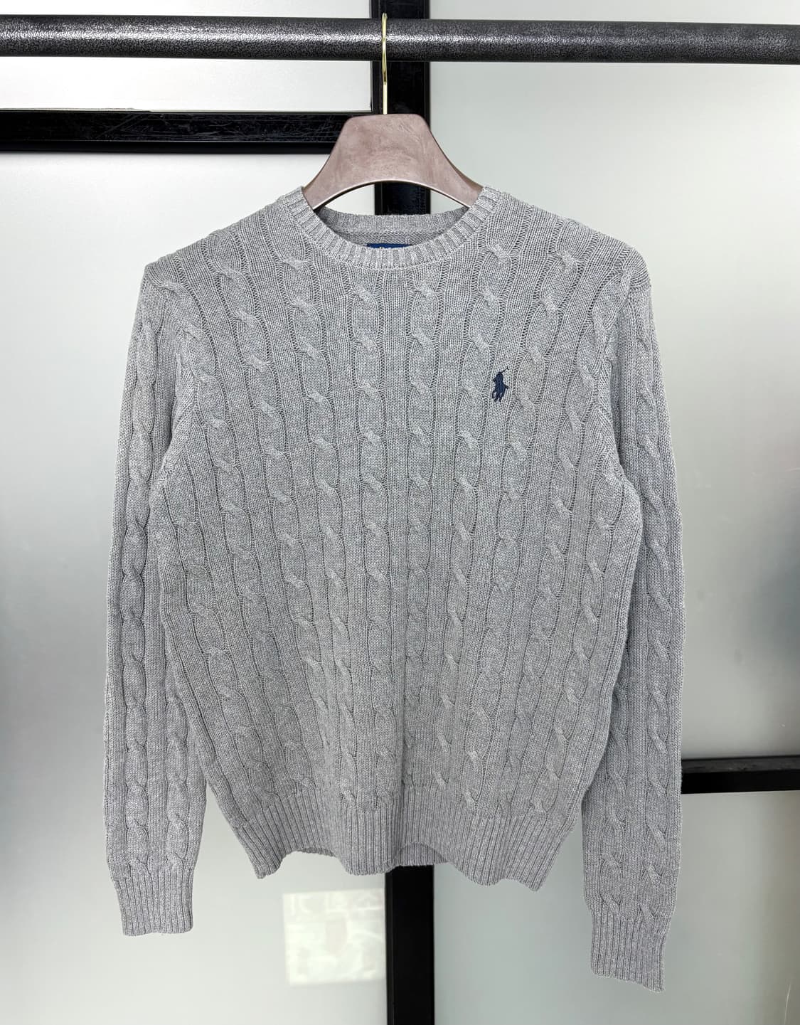  [2XL]POLO 폴로 그레이 라운드 꽈배기 니트  상품이미지1
