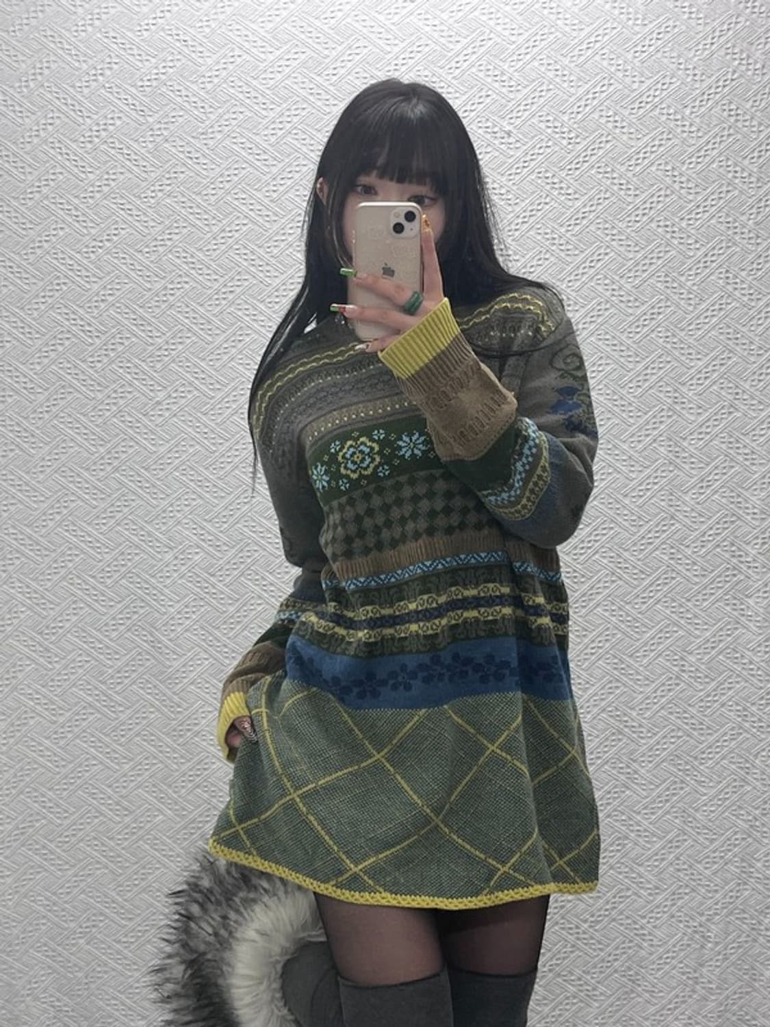 오일릴리 자카드 보헤미안 히피 패턴 니트 L C09489 상품이미지1