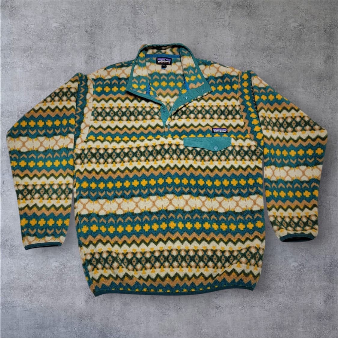 파타고니아 신칠라 스냅-T 그린/옐로우 패턴 상품이미지1