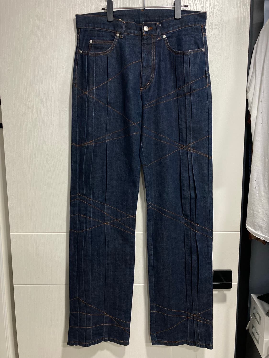 90s 장폴고티에 플리츠 스티치 데님 팬츠 상품이미지5