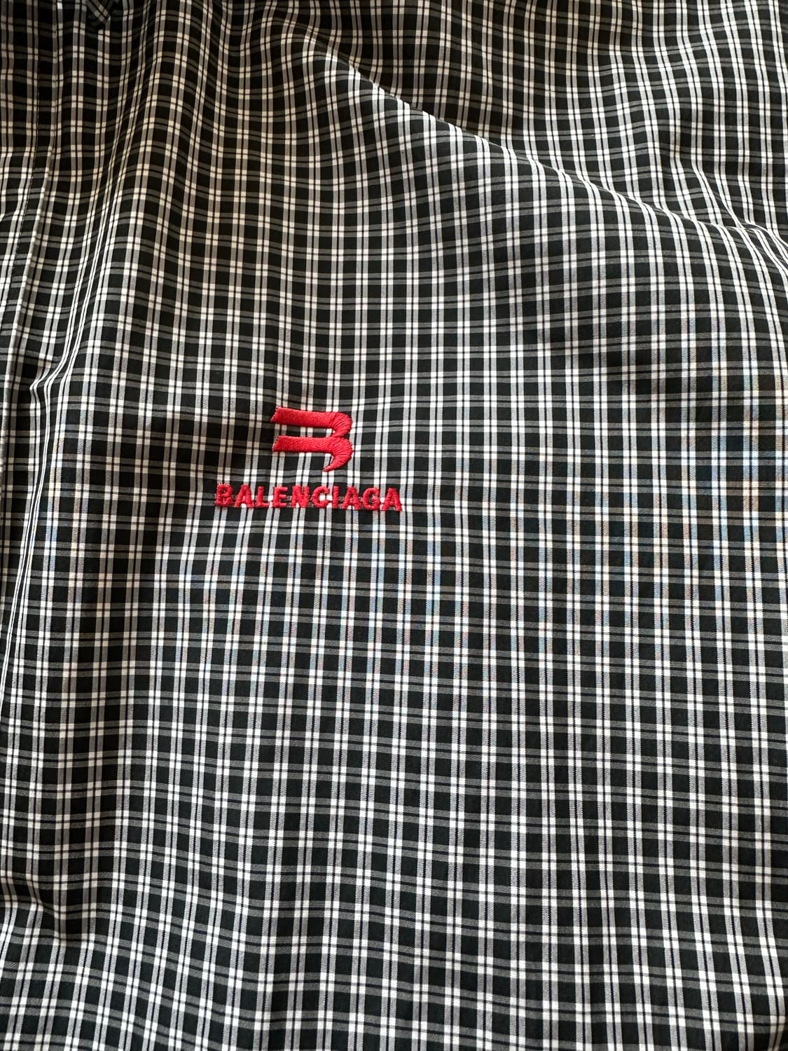 발렌시아가 포플린 마이크로체크 셔츠 M 상품이미지3