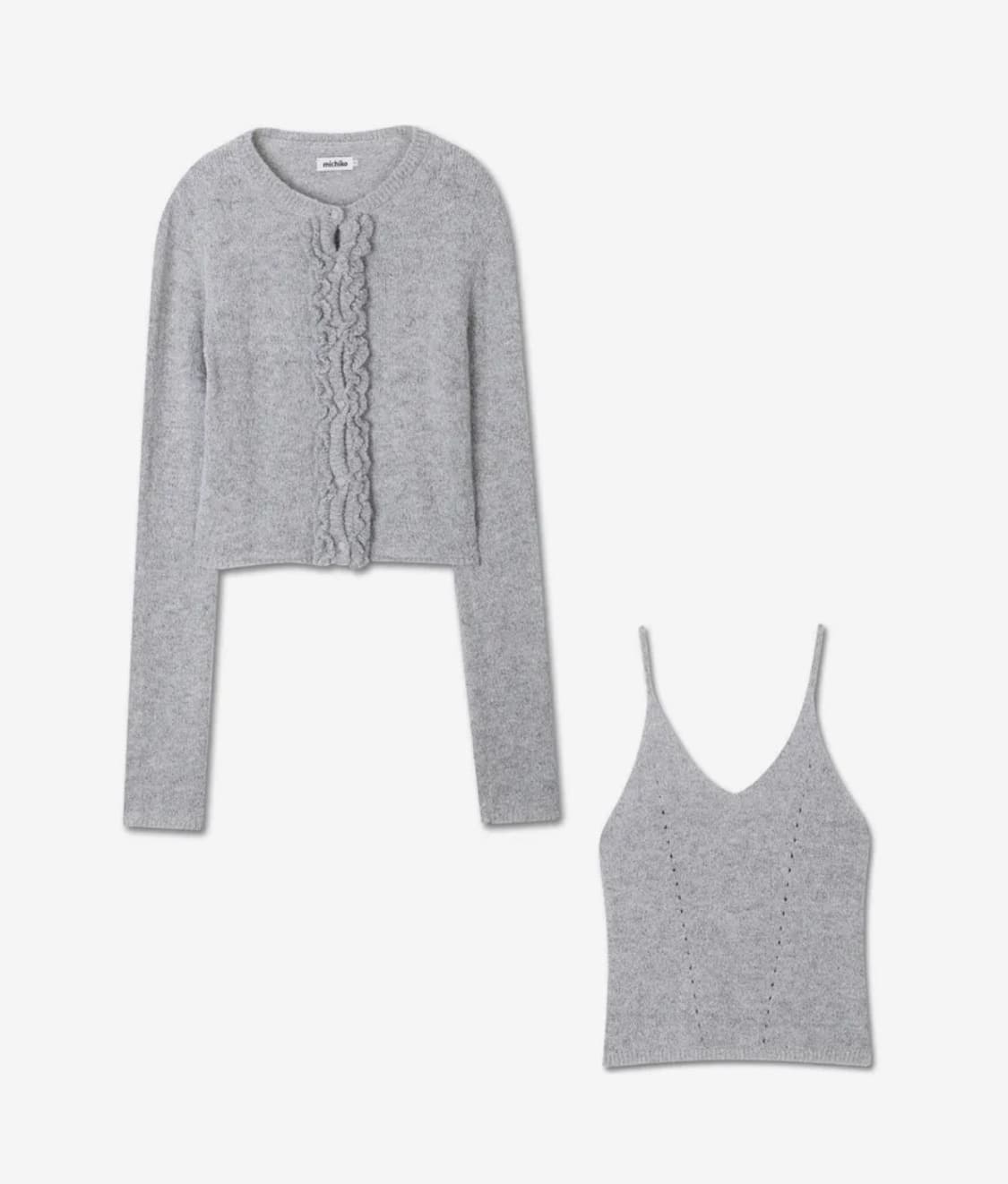 무배 미치코런던 러플 울 니트 가디건 세트 상품이미지2