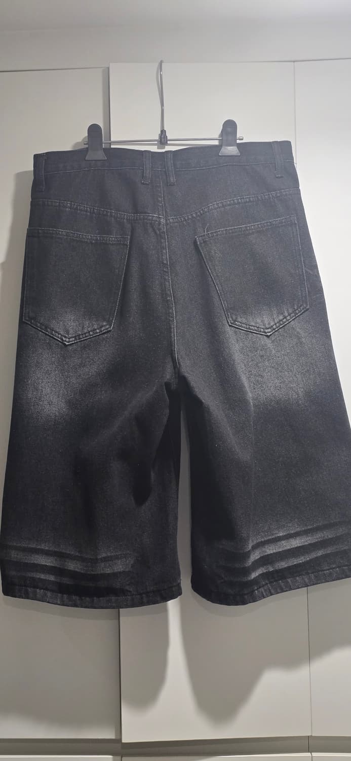 이지노이지 8부 데님 버뮤다팬츠 흑청 상품이미지2