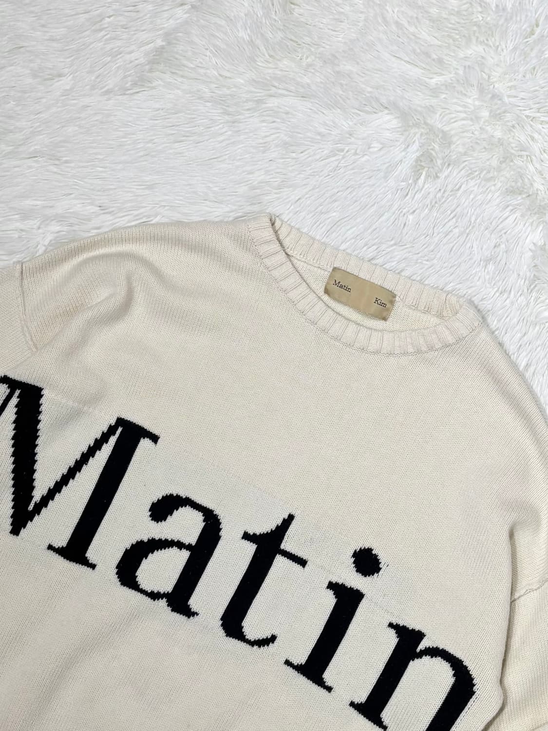마뗑킴 빅로고 베이지 니트 상품이미지6