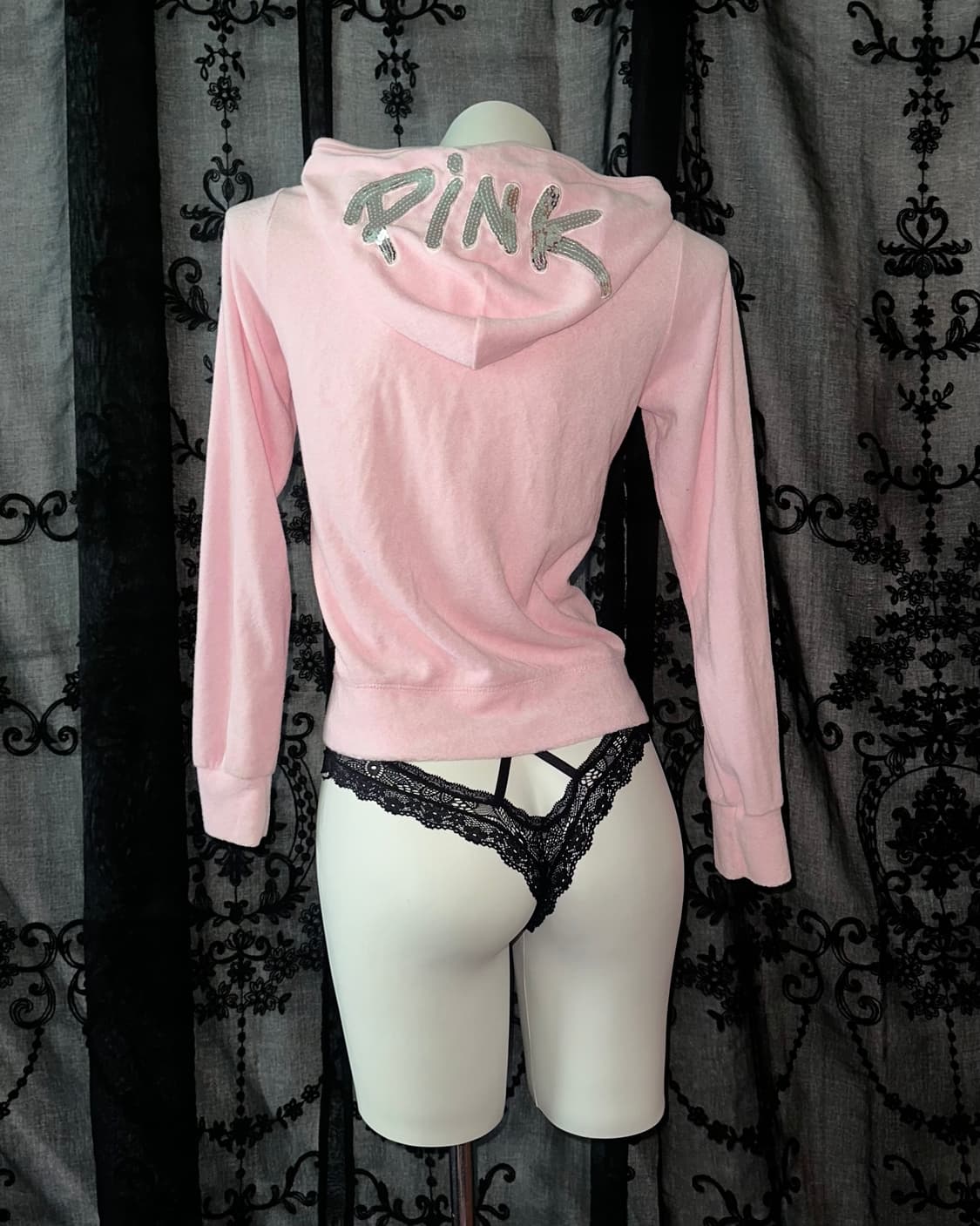 #pink velvet hooded zip-up 상품이미지3