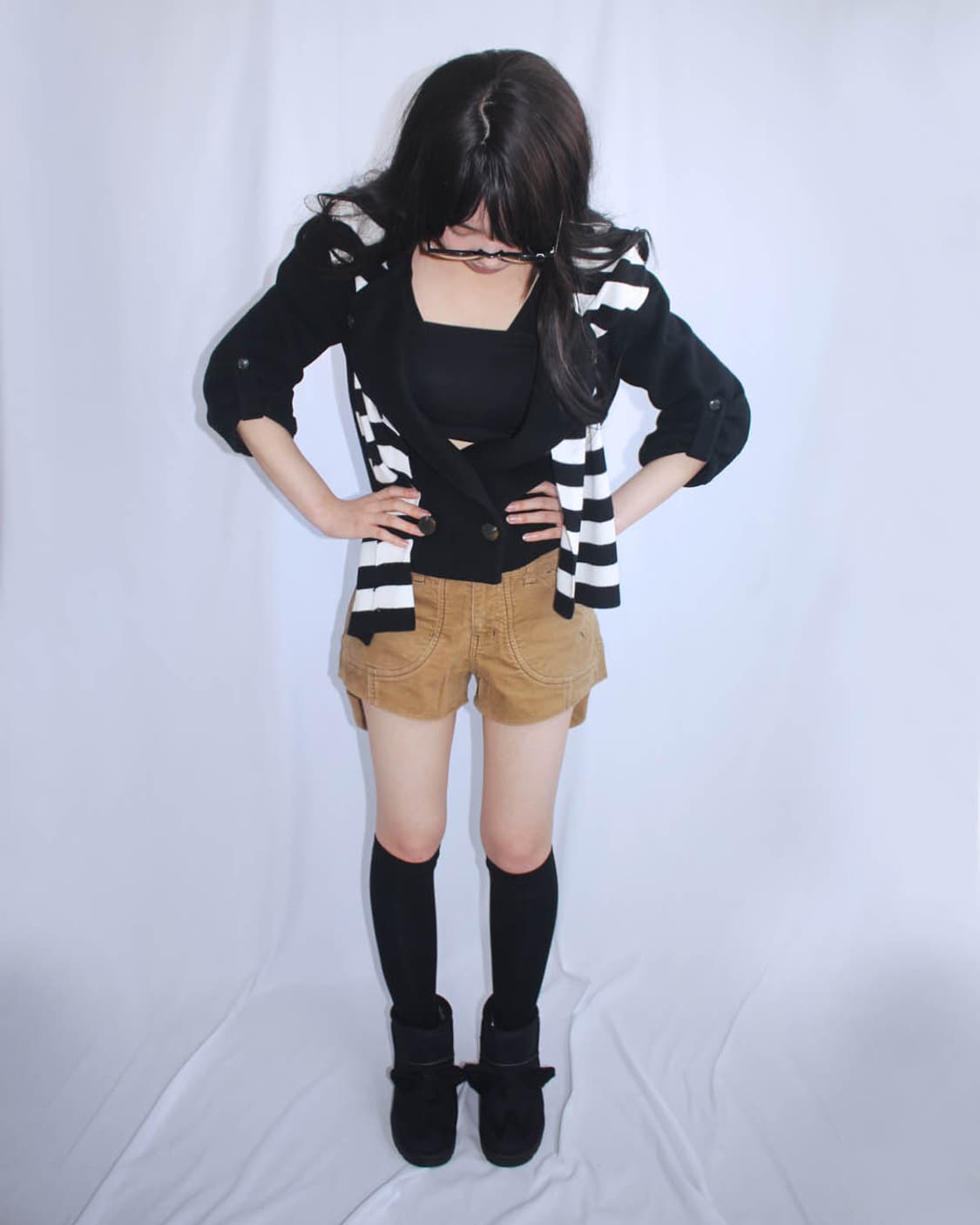 Attachable stripe hood shirring jacket 상품이미지6