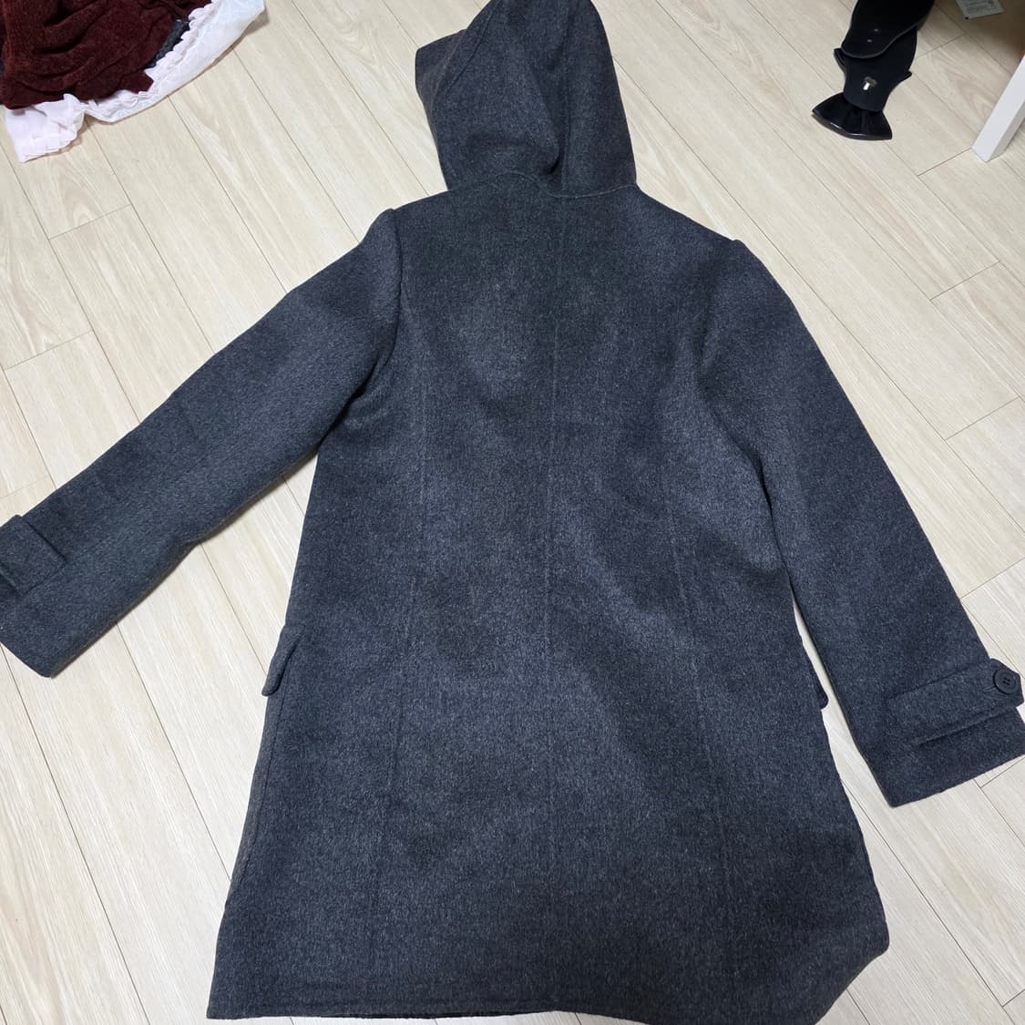 일본빈티지)23구 모리걸st 그레이 앤틱페어리 더플 롱 울 떡볶이후드코트 상품이미지3