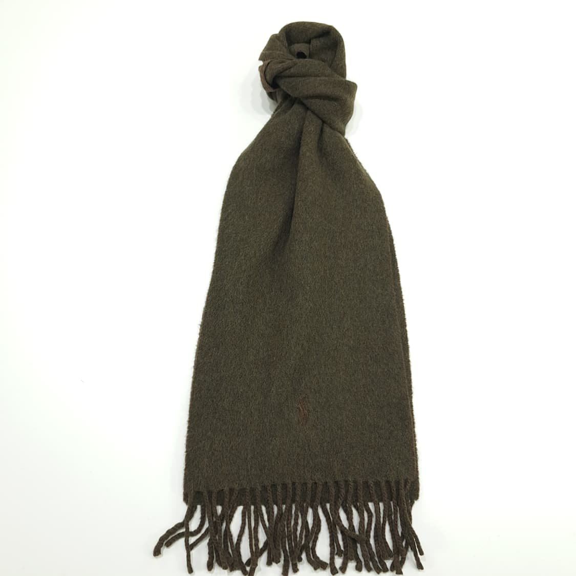 MX172 폴로 랄프로렌 올리브그린 브라운 램스울 양면 목도리 머플러 상품이미지1
