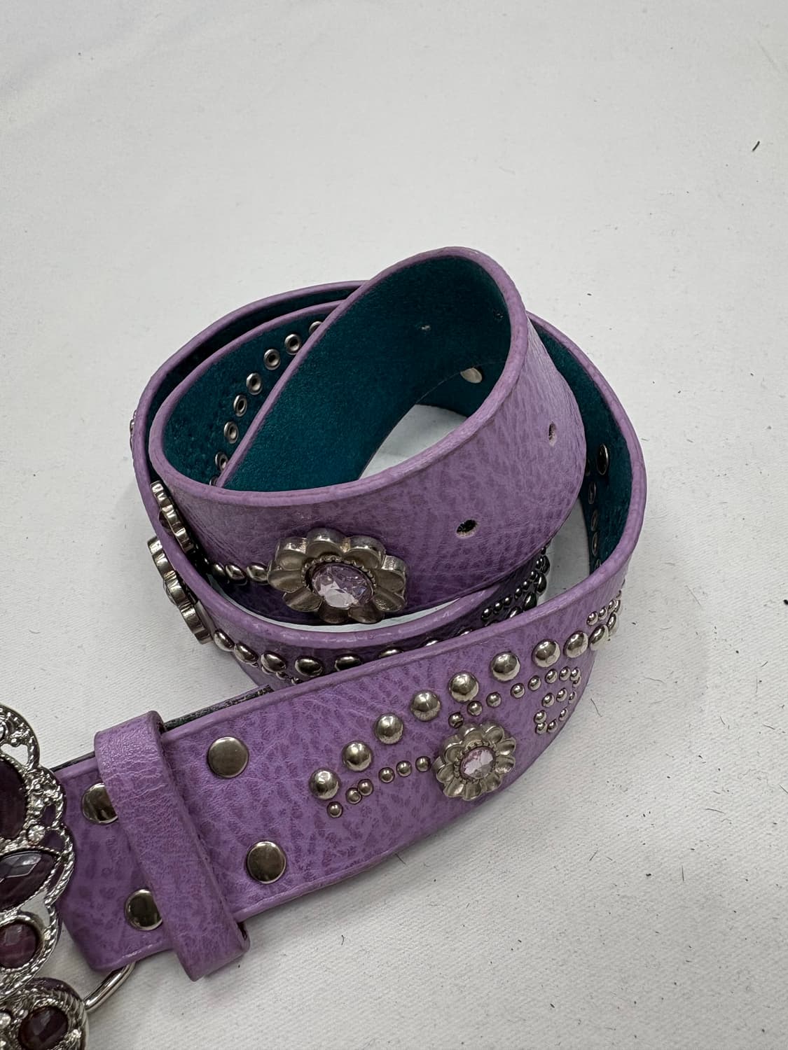 빈티지 퍼플 버터플라이 스터드 카우걸 레더 벨트 상품이미지2