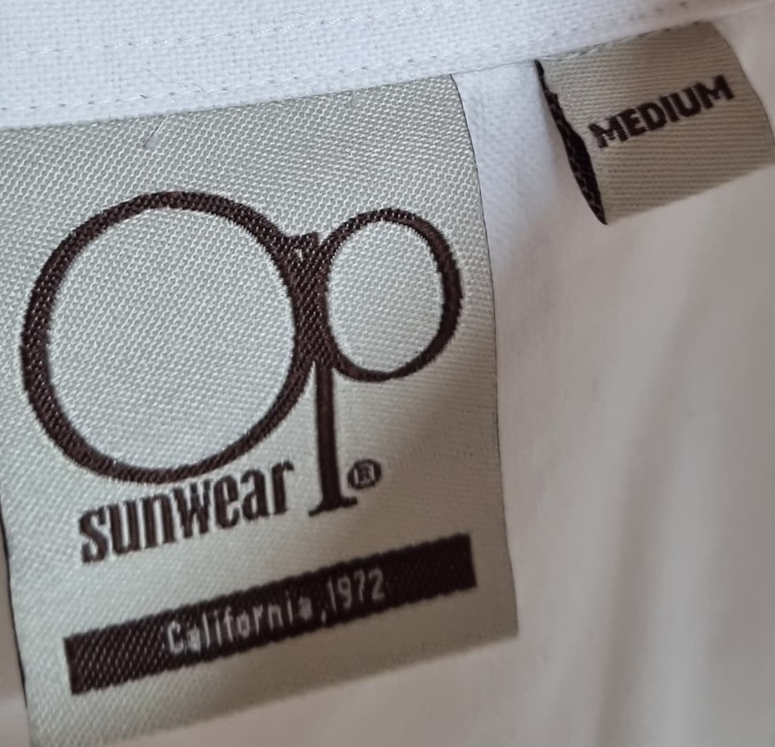 오버핏 M ) OP SUNWEAR 화이트 코튼 반팔셔츠 오션퍼시픽 상품이미지3