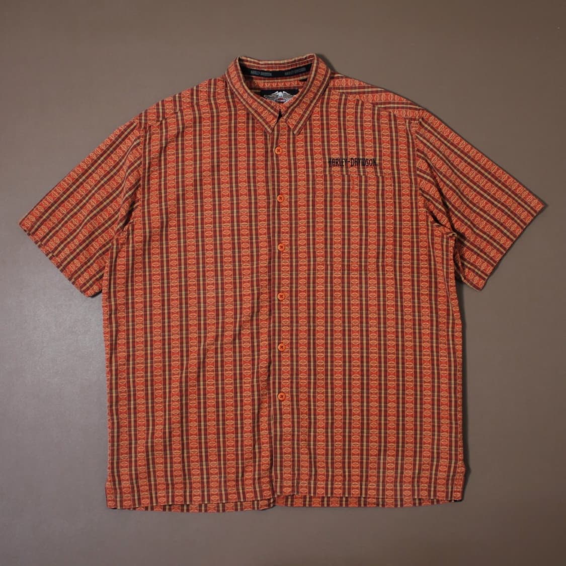 Harley-Davidson 할리 데이비슨 빈티지 체크 반팔셔츠 상품이미지1