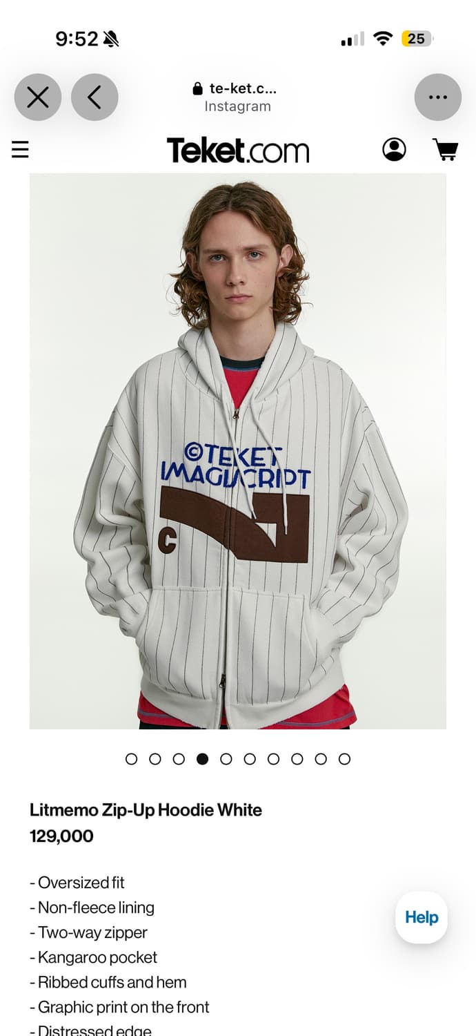 테켓 집업후디 Litmemo Zip-Up Hoodie White M 상품이미지4