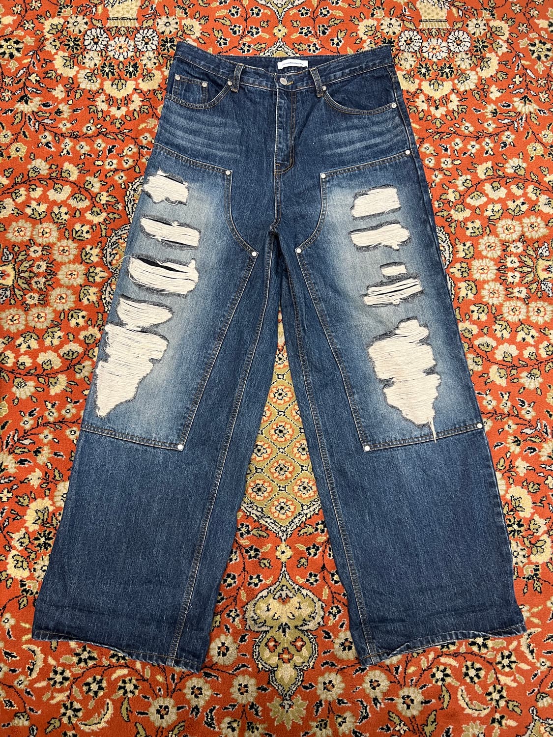 [L] 캑터스도넛마켓 카펜터 빈티지 디스 데님 팬츠 상품이미지1