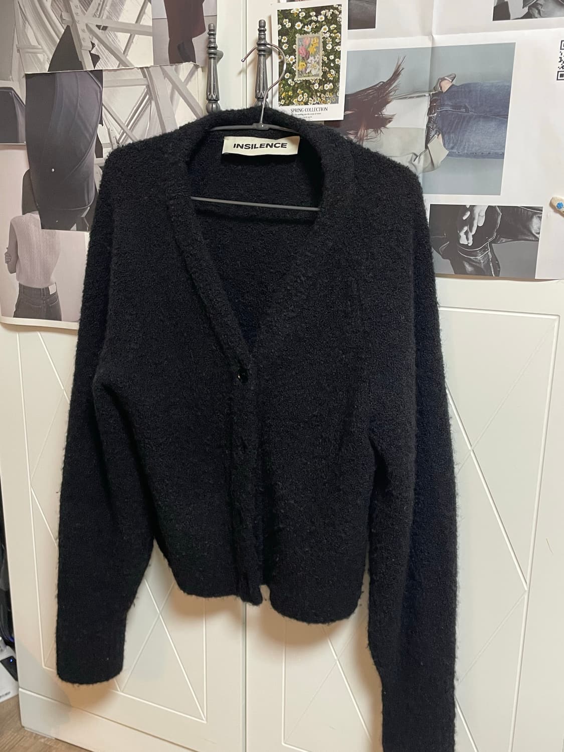인사일런스 우먼 알파카 크롭 가디건 블랙 상품이미지4
