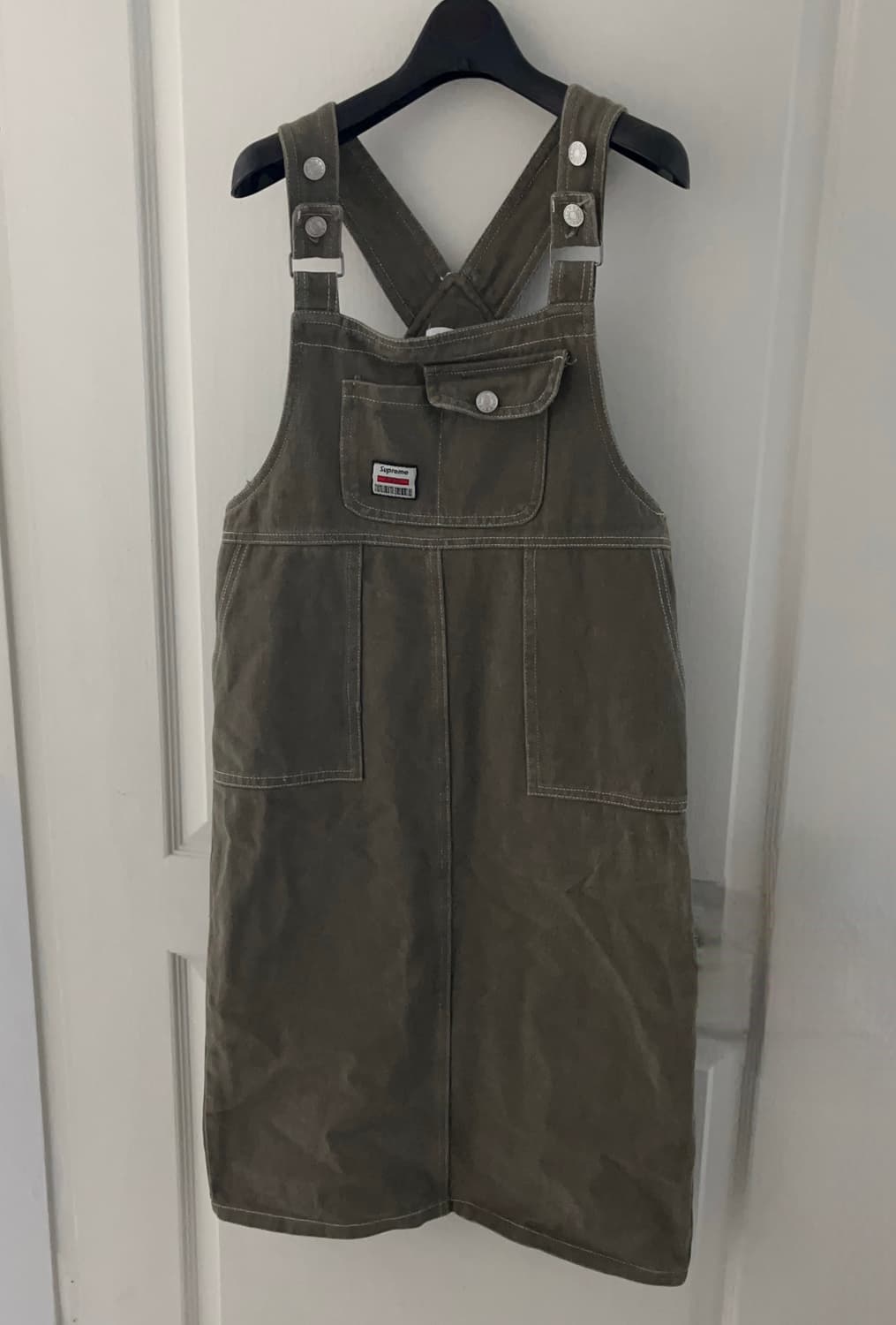 옷속무 빈티지 카키 멜빵 원피스  상품이미지1