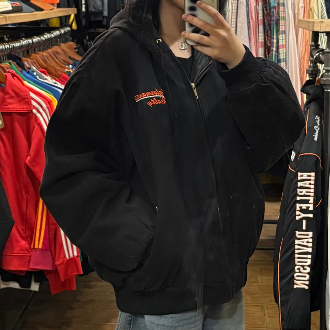 [HI] 트라이마운틴 레이싱 자수 워크자켓 블랙 상품이미지4