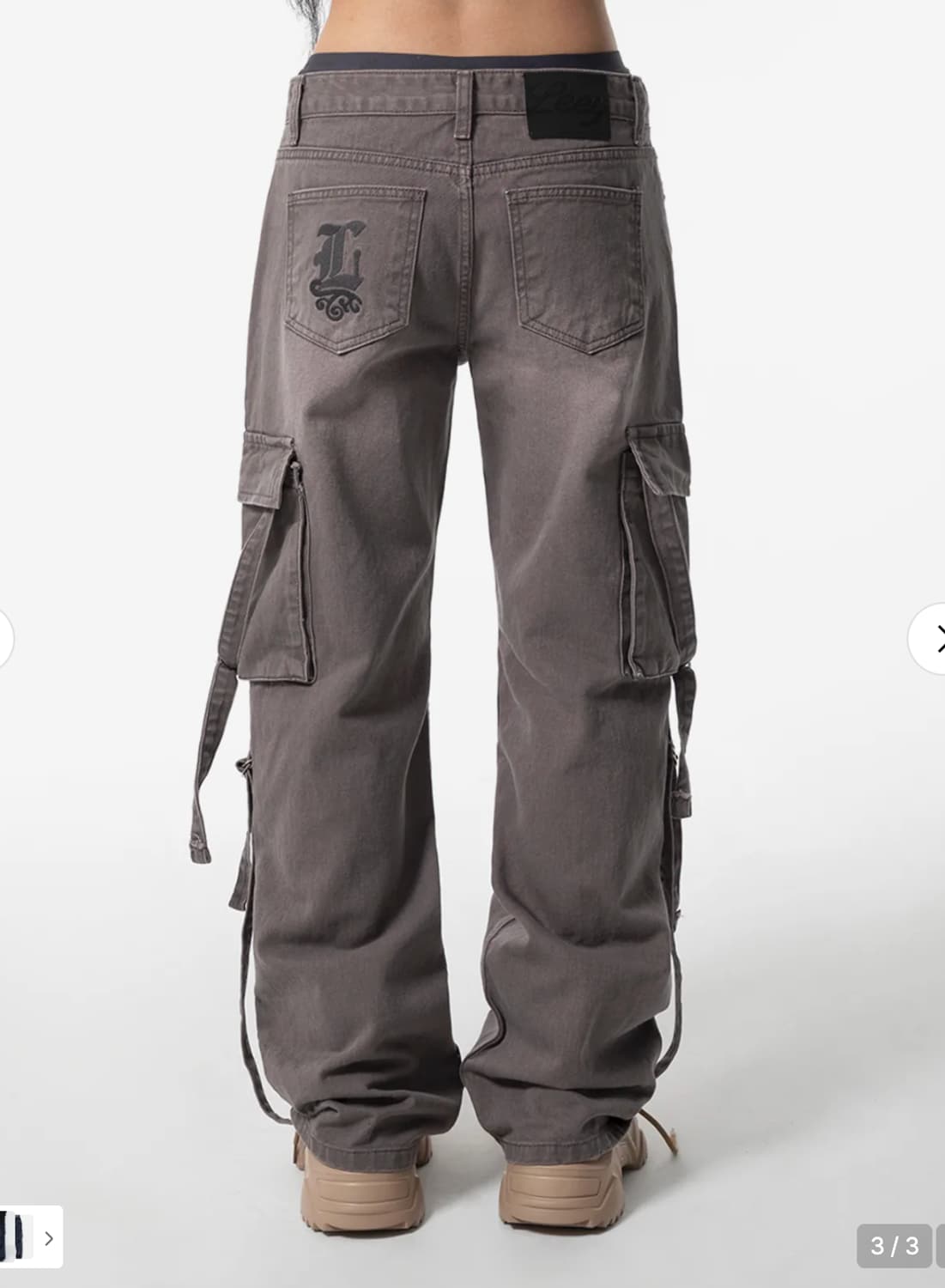 1)엘이이와이 와이이이엘 워싱 스트랩 로라이즈 데님 팬츠 더스트 핑크 상품이미지2