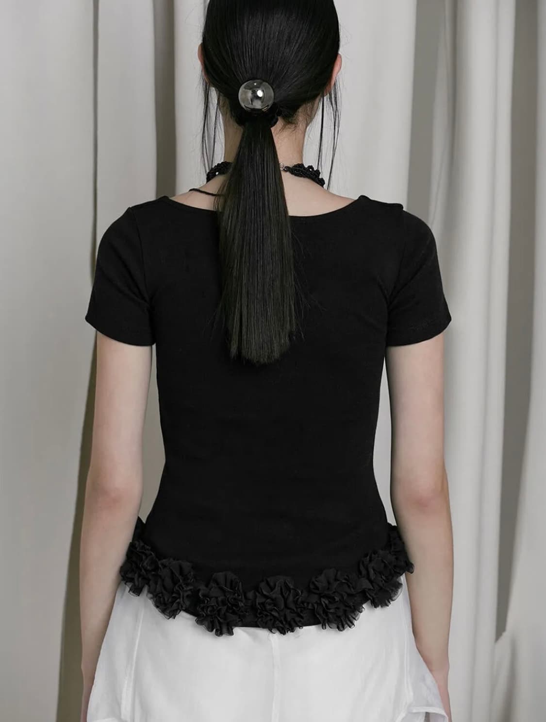 로우타이드 Flower Hem T [Black] 상품이미지2