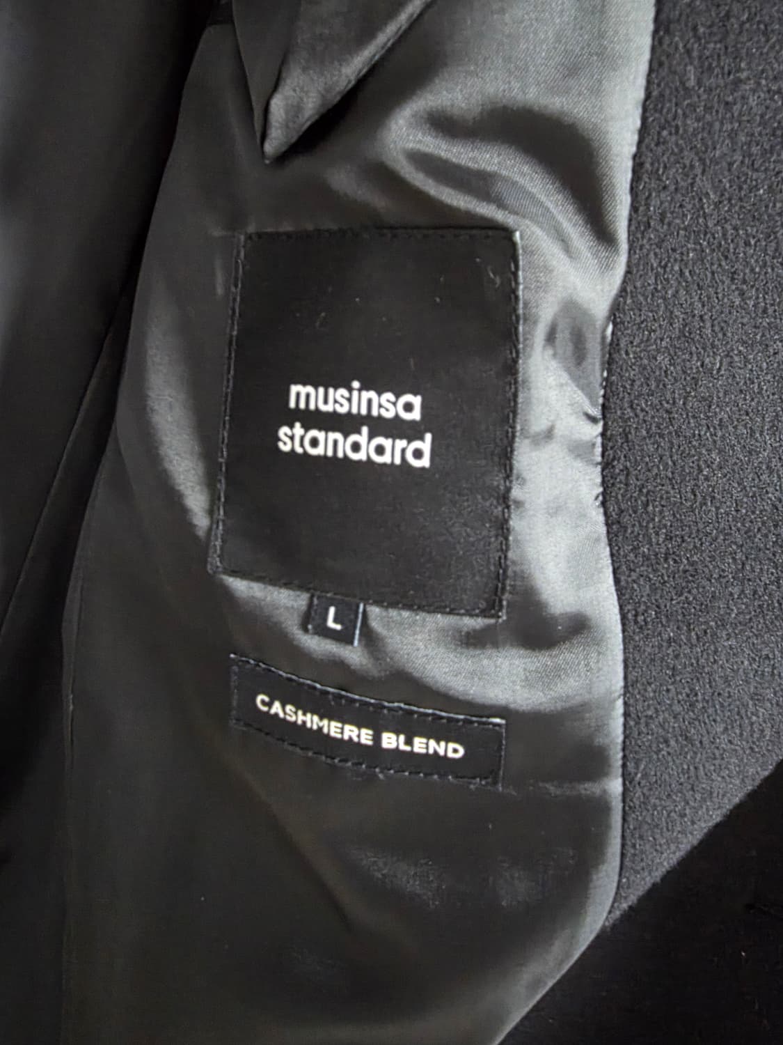 [L] 무신사 스탠다드 캐시미어 블렌드 오버사이즈 싱글 코트 [블랙] 상품이미지2