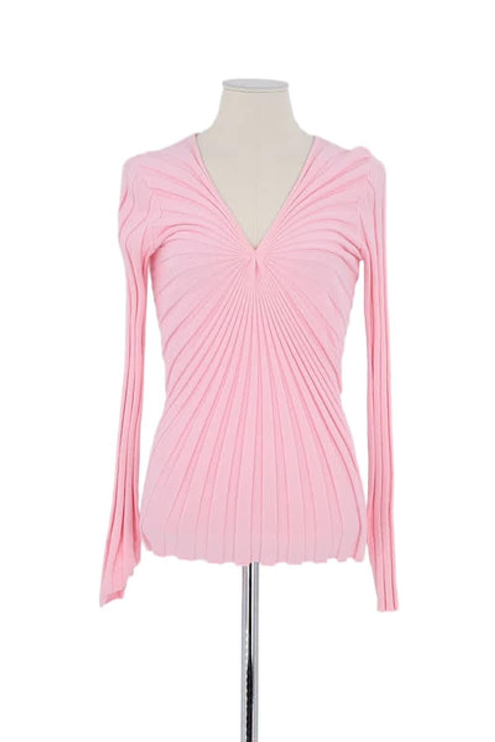 Sandro 산드로 브이넥 리브드 니트 55 (딸기우유) 상품이미지1