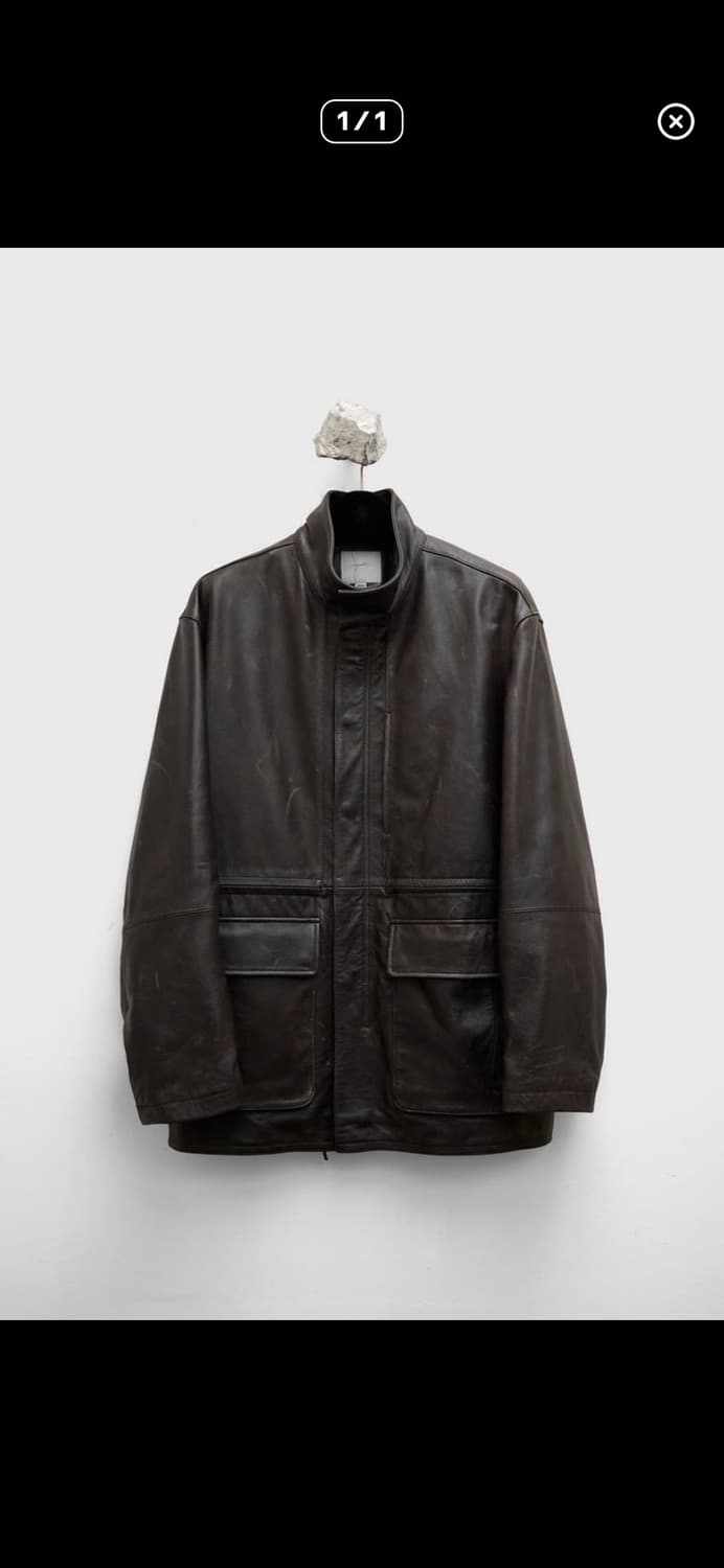 high neck leather half coat 상품이미지1
