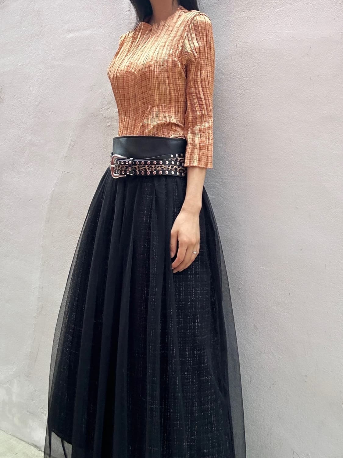 Slim pleats top / brick orange 상품이미지4