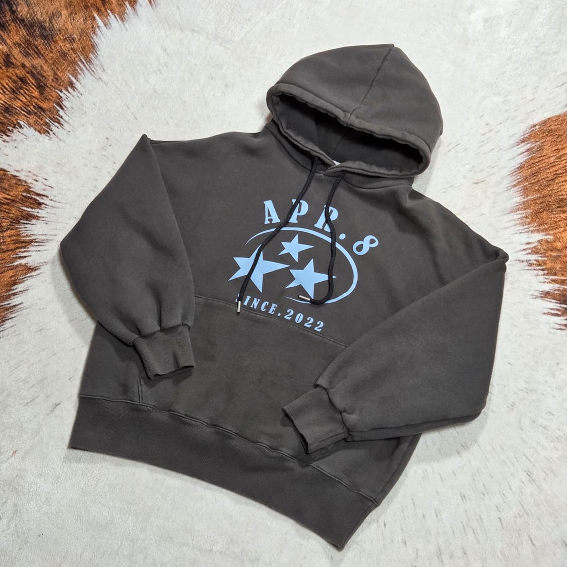 차콜 블루 스타 별 로고 약기모 후드티 상품이미지1