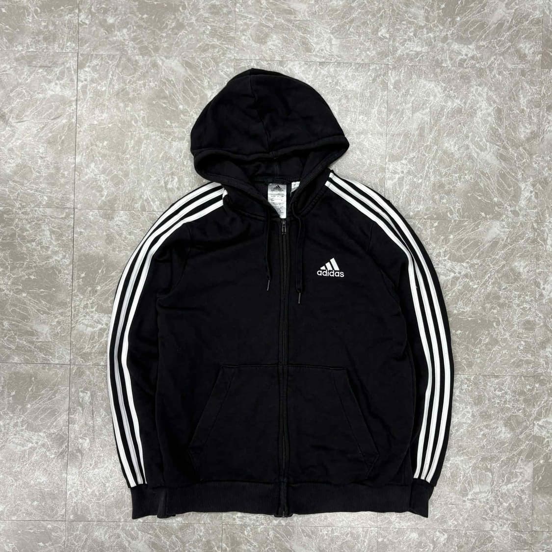 아디다스 블랙 삼선 스웻 후드집업 희귀져지(XL) 상품이미지2