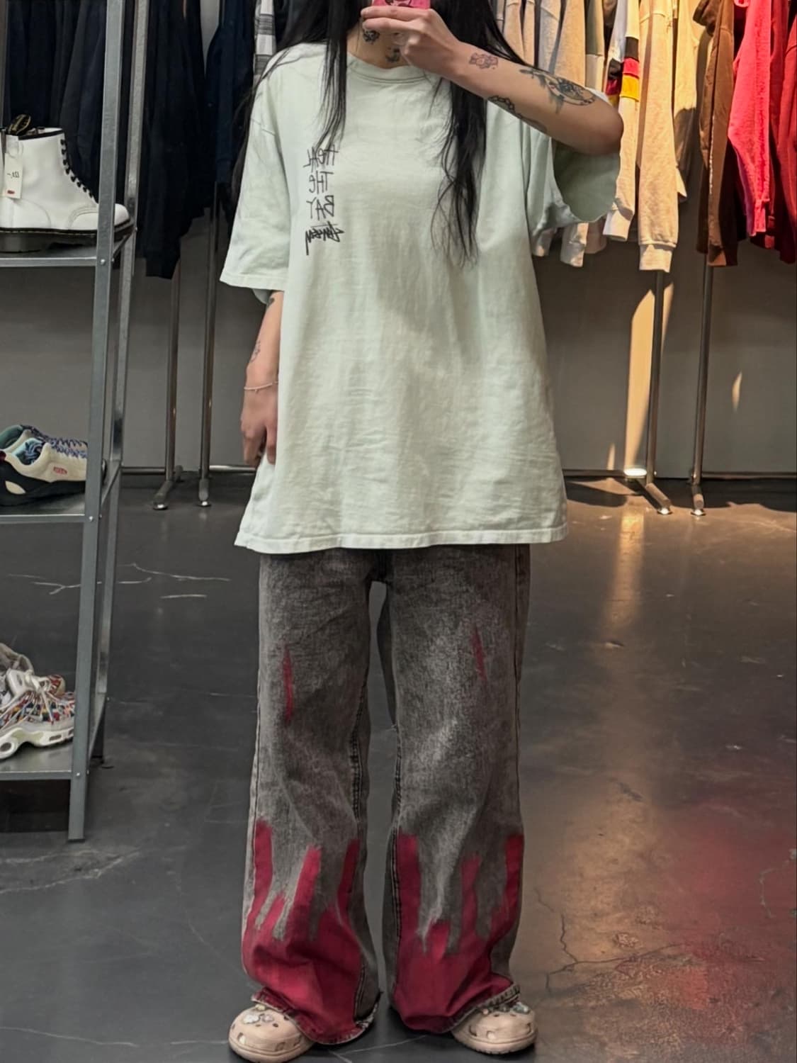 스투시 X 힐 더 베이 피그먼트 다이드 민트 반팔 A3425 상품이미지1