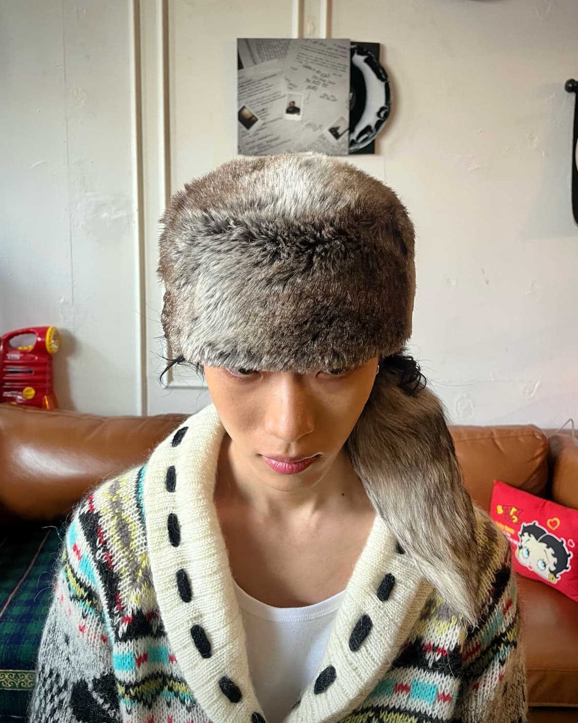 CA4LA Archive Real Fox Fur Sharp-Car Hat 상품이미지4